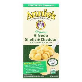 Annies Homegrown Macaroni And Cheese - Organic - Alfredo Shells And Cheddar - 6 Oz - Case Of 12