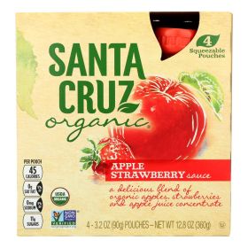 Santa Cruz Organic Apple Sauce - Strawberry - Case Of 6 - 3.2 Oz.